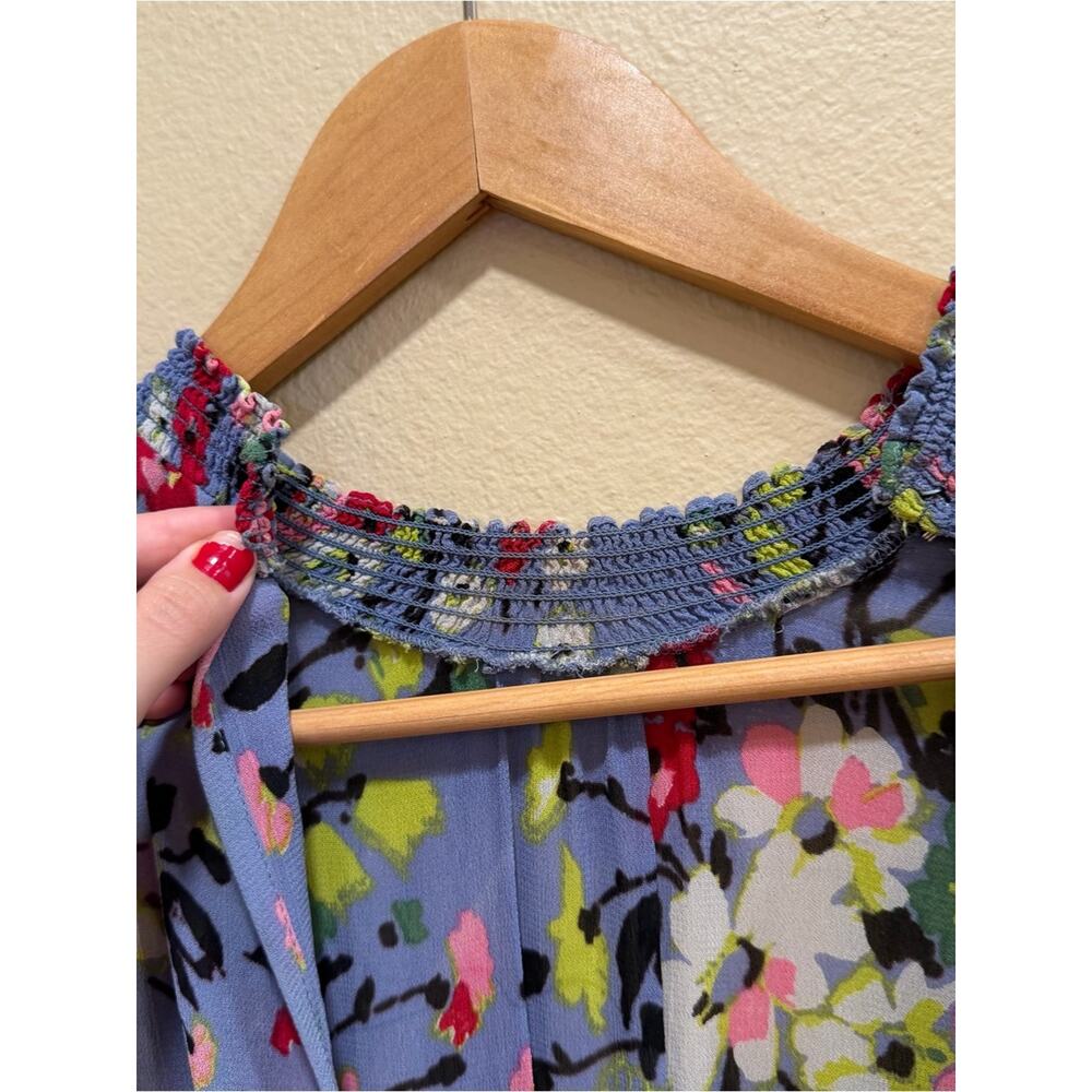 Tuckernuck byTiMo Floral Long-Sleeve Smocked Waist Dress in Lavender Blue XL - Picture 9 of 15